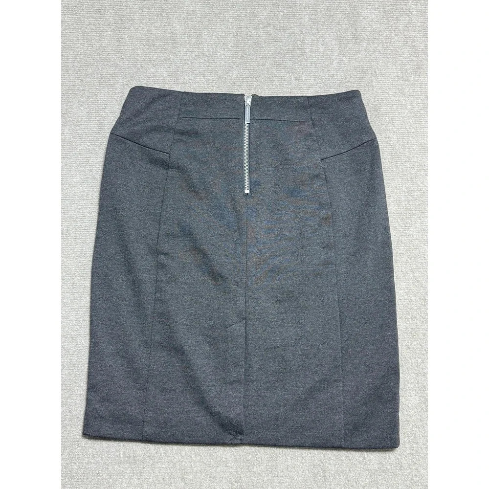 Michael Kors Skirt Womens 6 Charcoal Grey Pencil‎ Stretch Zipper Pockets Career